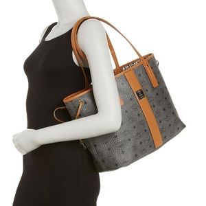MCM Liz Shopper Medium Grey Reversible Tote Bag